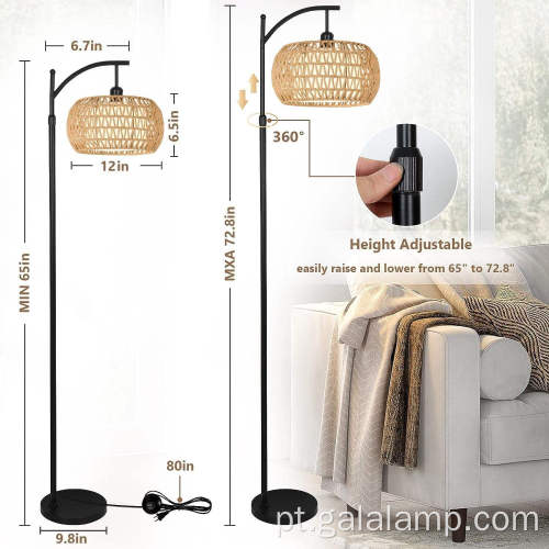 Candeeiro de pé tecido de bambu nórdico moderno